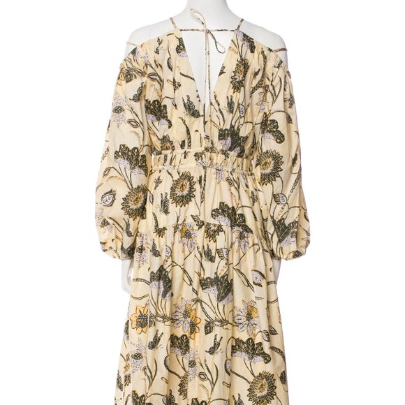 ULLA JOHNSON Tahlia Cold-Shoulder Midi Dress - Picture 2 of 4